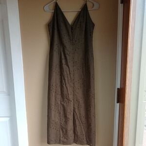H&M Sleeveless Maxi Dress Button Front Eyelet Detail Size M
